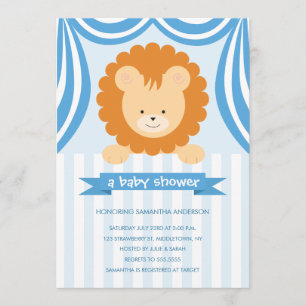 Circus Lion Baby Shower Inviation - Boy Invitation