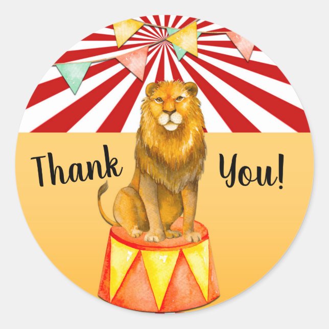 Circus Lion Carnival Baby Shower Birthday Party Classic Round Sticker (Front)