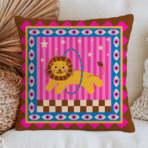 Circus Lion Chequered& Striped Bold Maximalist 