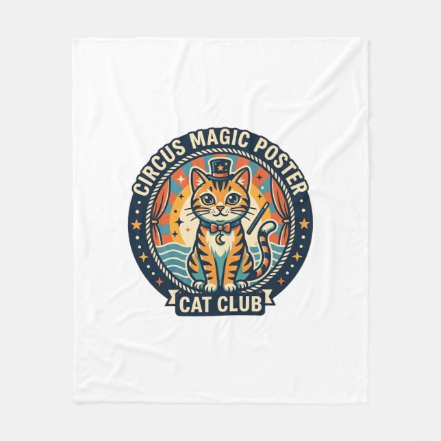Circus Magic Poster Cat Cute Kitty Design - Circus Fleece Blanket (Front)