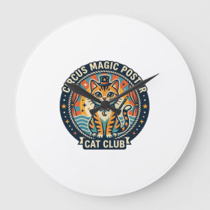 Circus Magic Poster Cat Cute Kitty Design - Circus Large Clock