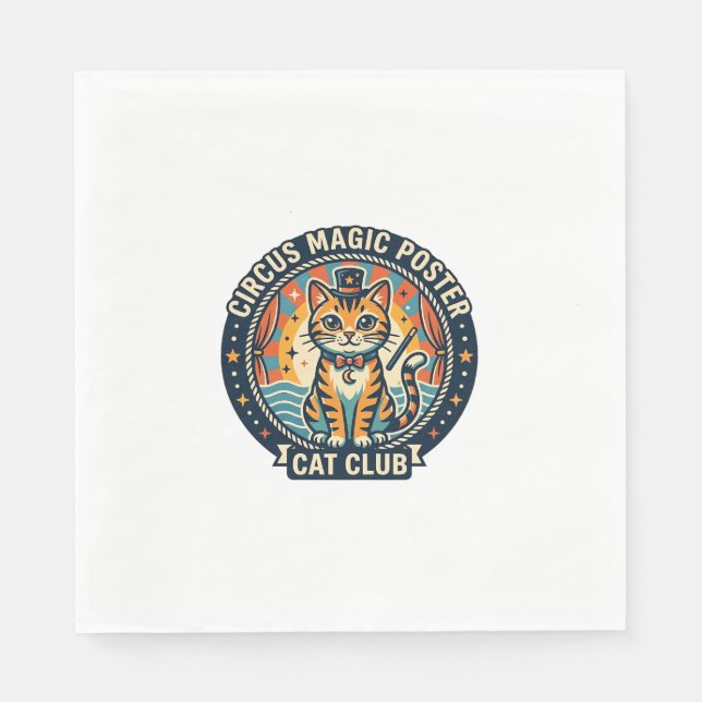Circus Magic Poster Cat Cute Kitty Design - Circus Napkin (Front)