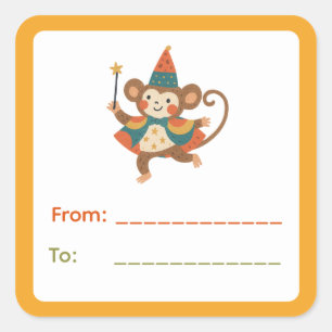 Circus Monkey Gift Label