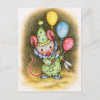 Circus Mouse Cute Clown Juggler Animal Postcard