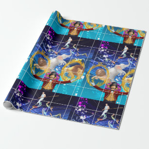 Circus on blue background  wrapping paper
