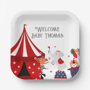 Circus or Carnival Baby Shower Paper Plate