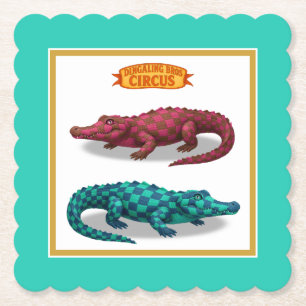 Circus painted crocodile paper coaster