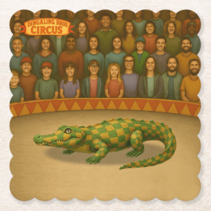 Circus painted crocodile paper coaster