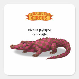 Circus painted crocodile square sticker