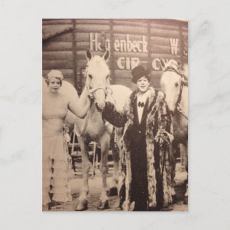 Circus Performers and White Horses Postcard