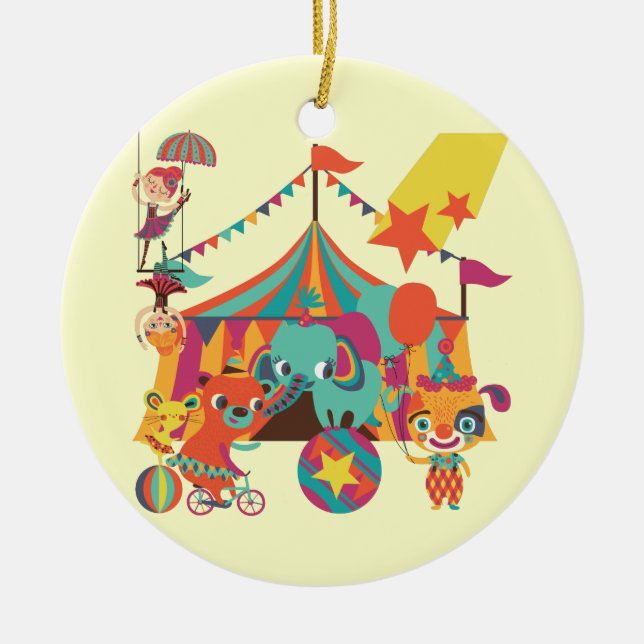 Circus Performers Ceramic Tree Decoration (Front)