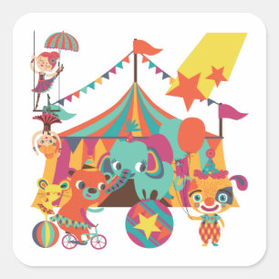 Circus Performers Square Sticker