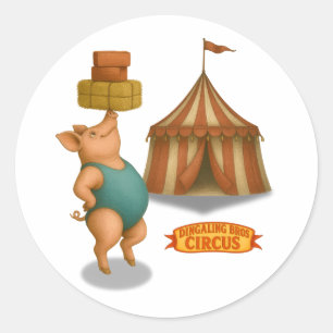 Circus pig classic round sticker