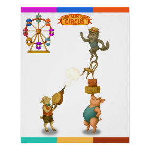 Circus pig, wolf & sheep act poster