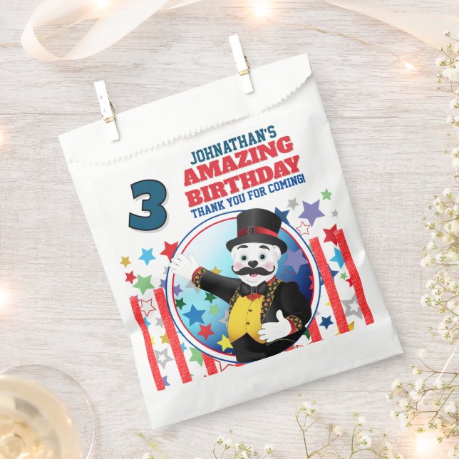 Circus Polar Bear Ringmaster  Favour Bags (Clipped)