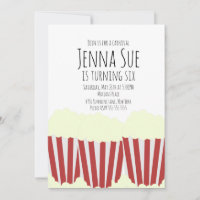 Circus Popcorn Carnival Birthday Invitation
