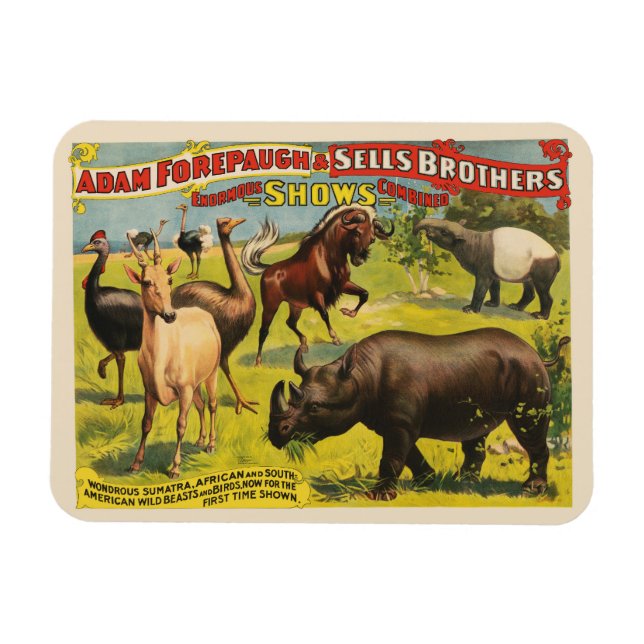 Circus Poster For Adam Forepaugh & Sells Brothers Magnet (Horizontal)
