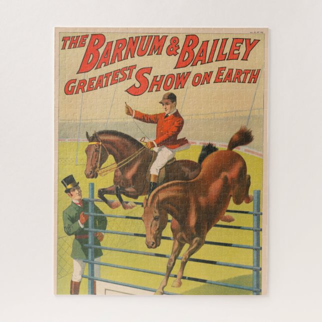 Circus Poster Of 2 Ponies Jumping Over An Obstacle Jigsaw Puzzle (Vertical)