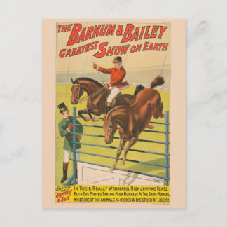 Circus Poster Of 2 Ponies Jumping Over An Obstacle Postcard