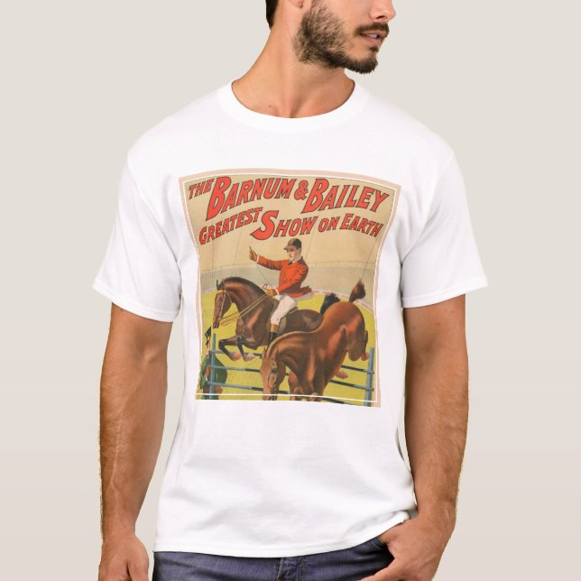Circus Poster Of 2 Ponies Jumping Over An Obstacle T-Shirt (Front)