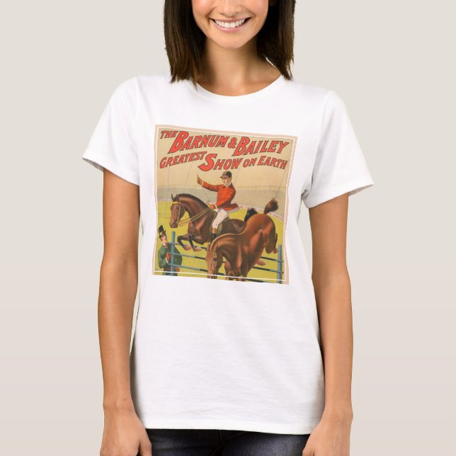 Circus Poster Of 2 Ponies Jumping Over An Obstacle T-Shirt (Front)
