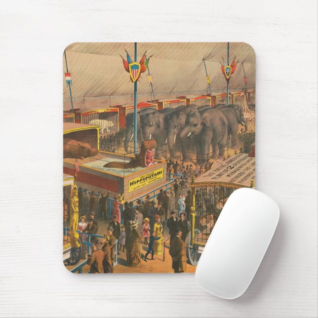 Circus Poster Of Animals On Exhibit In A Tent Mouse Pad (With Mouse)