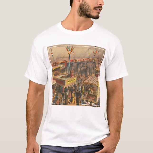 Circus Poster Of Animals On Exhibit In A Tent T-Shirt (Front)