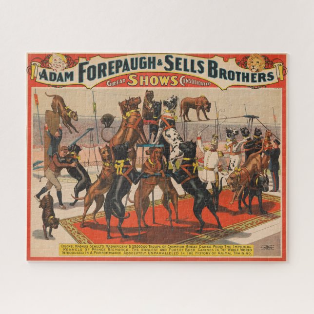 Circus Poster Of Great Danes With Trainer Jigsaw Puzzle (Horizontal)
