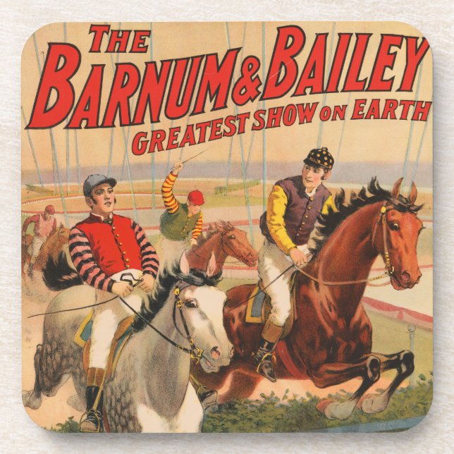 Circus Poster Of Jockeys On Horses Jumping A Hedge Coaster (Front)