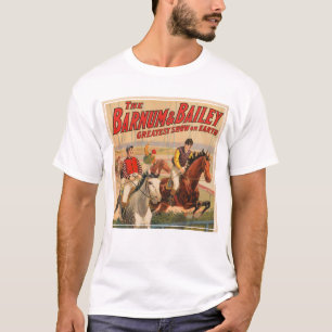 Circus Poster Of Jockeys On Horses Jumping A Hedge T-Shirt