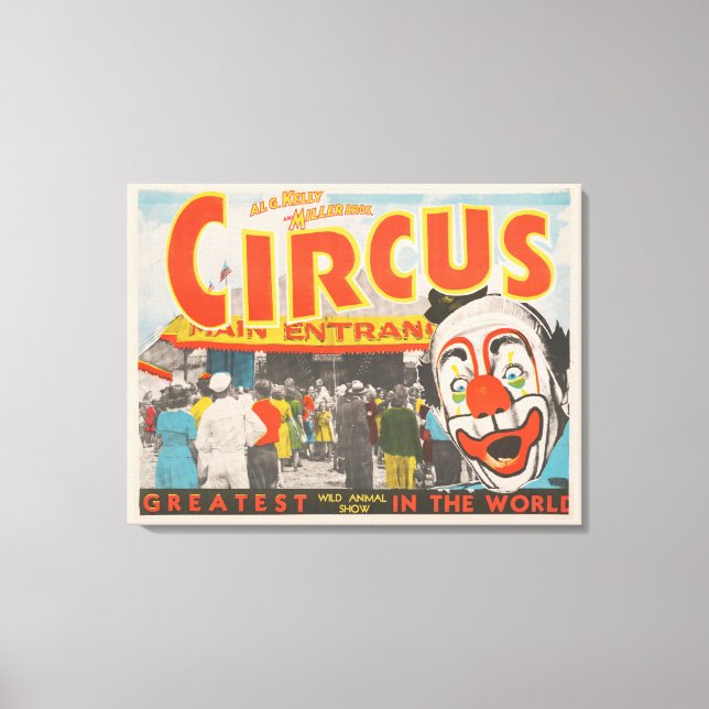 Circus Poster Of People Entering The Big Top Canvas Print (Front)