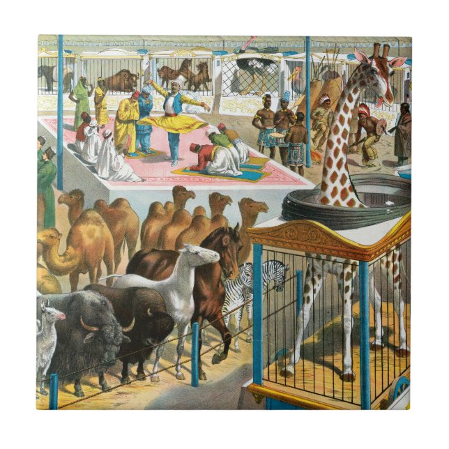 Circus Poster Of People Of Different Nationalities Tile (Front)