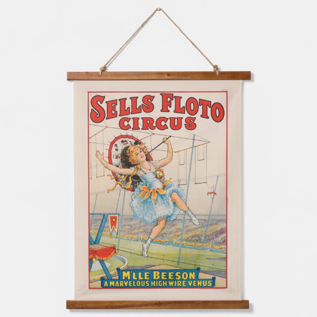 Circus Poster Of Tight-Rope Walker With A Parasol Hanging Tapestry (Front)