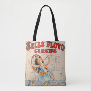 Circus Poster Of Tight-Rope Walker With A Parasol Tote Bag