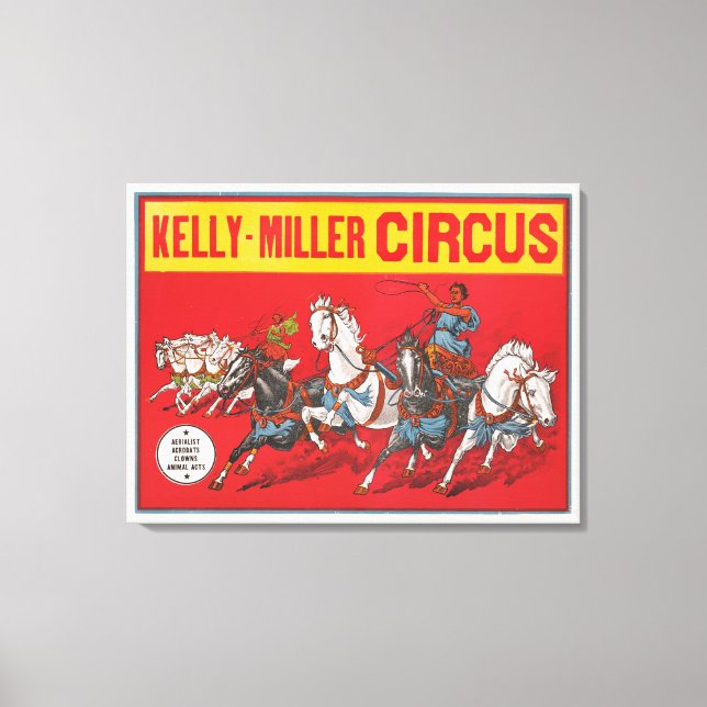 Circus Poster Of Two Men In Chariots Racing Canvas Print (Front)