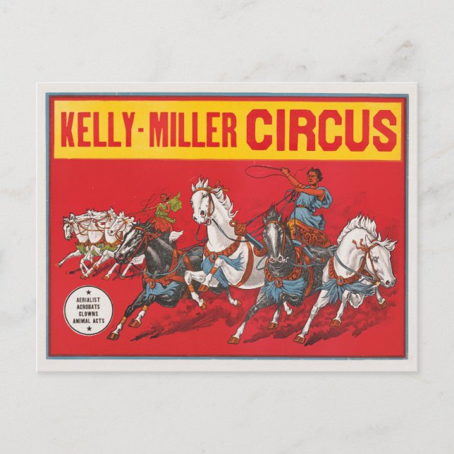 Circus Poster Of Two Men In Chariots Racing Postcard (Front)