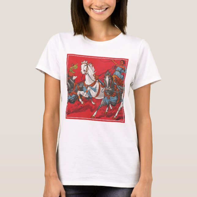 Circus Poster Of Two Men In Chariots Racing T-Shirt (Front)
