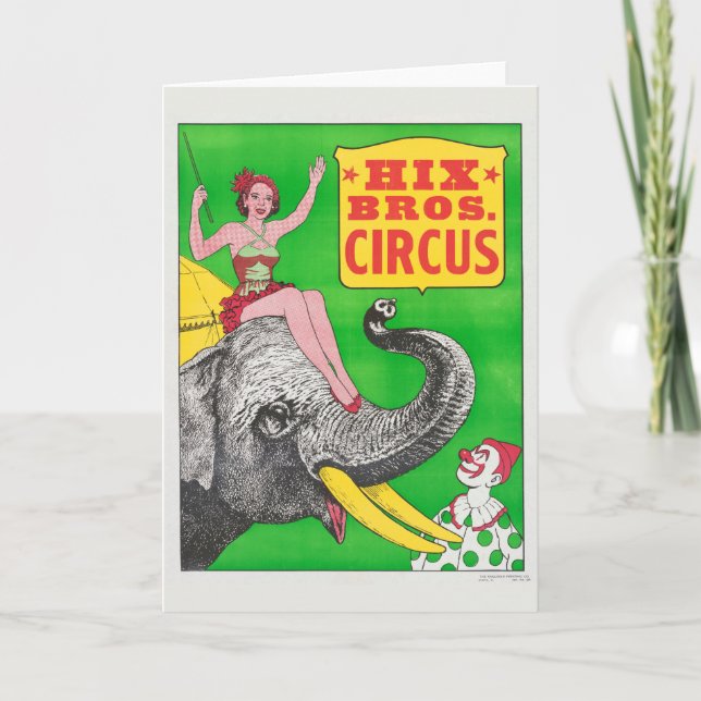 Circus Poster Showing A Woman An Riding Elephant. Card (Front)