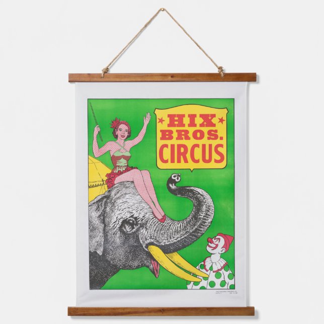 Circus Poster Showing A Woman An Riding Elephant. Hanging Tapestry (Front)