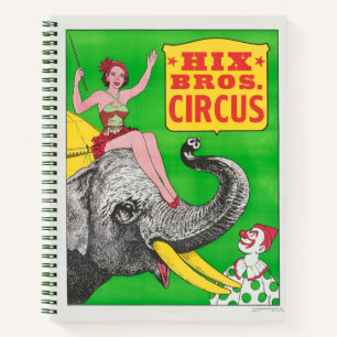 Circus Poster Showing A Woman An Riding Elephant. Notebook