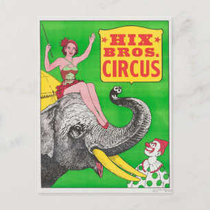 Circus Poster Showing A Woman An Riding Elephant. Postcard