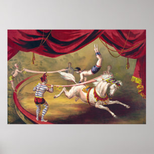 Circus poster showing acrobat performing on horse