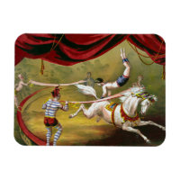 Circus Poster Showing Acrobat Performing On Horse.