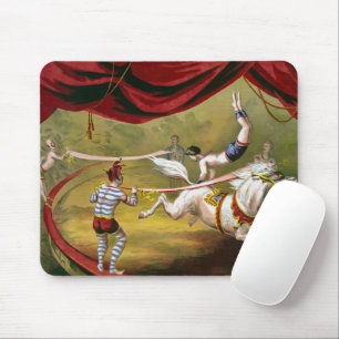Circus Poster Showing Acrobat Performing On Horse. Mouse Pad