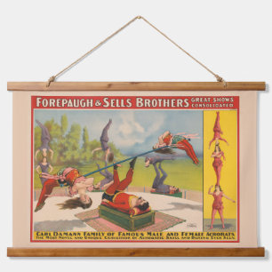 Circus Poster Showing Acrobatic Acts, Circa 1899. Hanging Tapestry