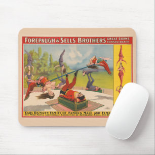 Circus Poster Showing Acrobatic Acts, Circa 1899. Mouse Pad