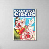 Circus Poster Showing Clown Faces And Fire Cracker