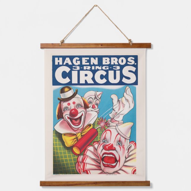 Circus Poster Showing Clown Faces And Fire Cracker Hanging Tapestry (Front)