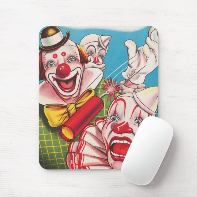 Circus Poster Showing Clown Faces And Fire Cracker Mouse Pad (With Mouse)