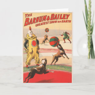 Circus Poster Showing Clowns With Performing Dogs Card